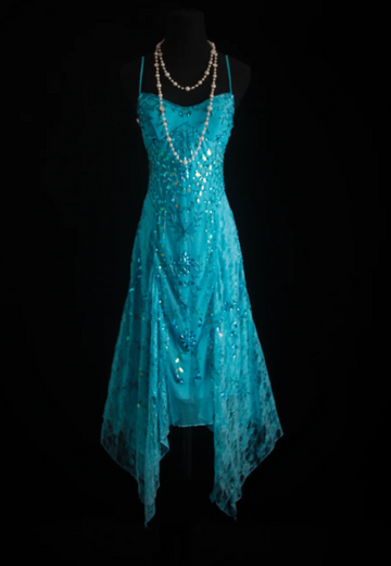 Niulatu Spaghetti Strap Sheath Blue Short Birthday Dresses Lace Beading Blue Formal Dresses HZ1026
